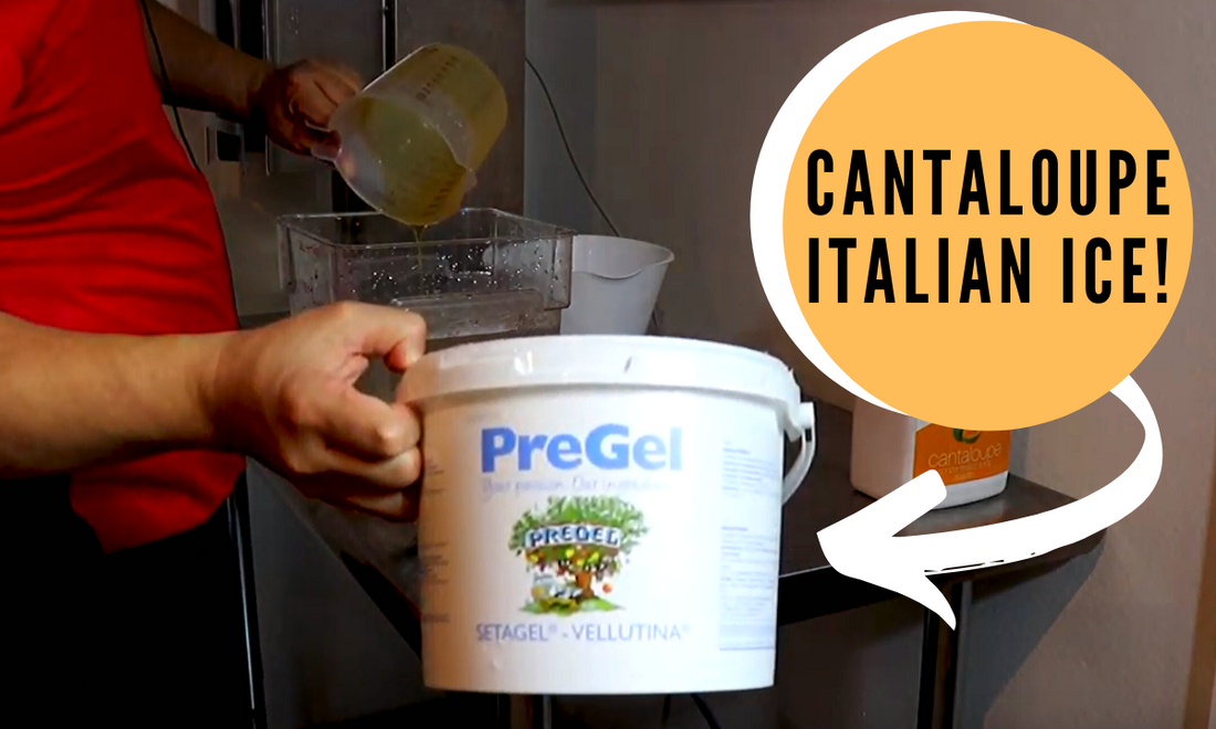 Cantaloupe Italian Ice with Pregel and fruit syrups Electrofreeze B12V